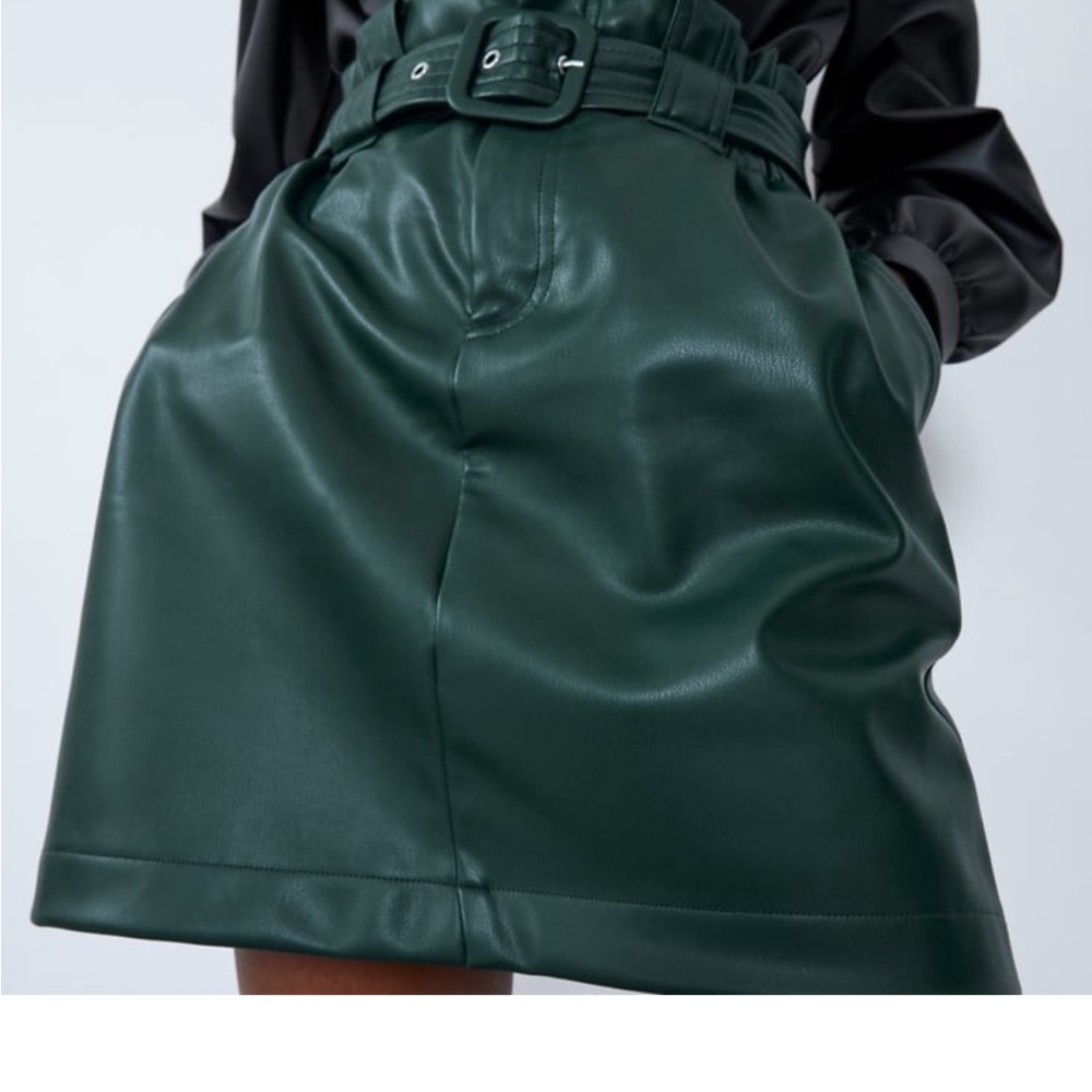 Zara Green Leather Mini with Belt